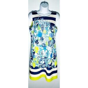 Eliza J Womens Green l Blue Ocean Print Dress Size 6 Beach Nautical Preppy Boho